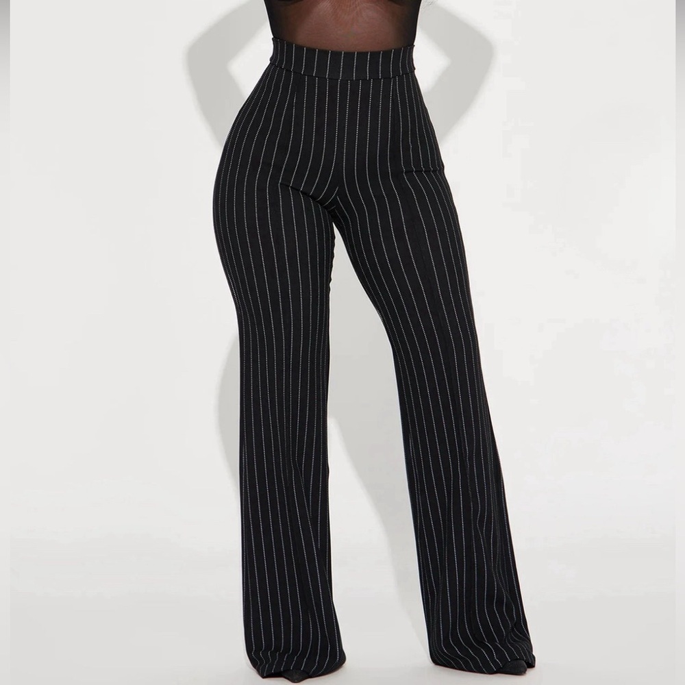 Fashion Nova Black and White Striped Trousers